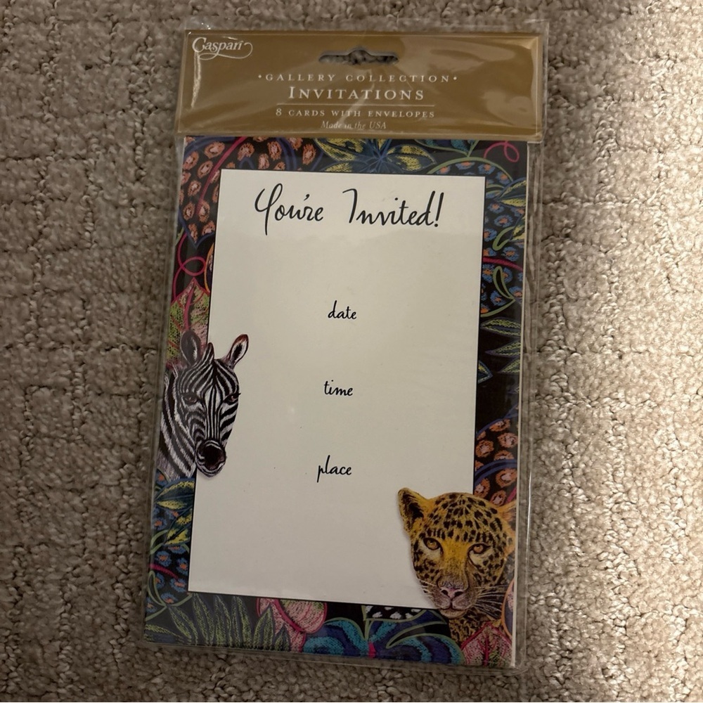 Caspari Gallery Collection Invitations 8 Cards W Envelopes Jungle Story